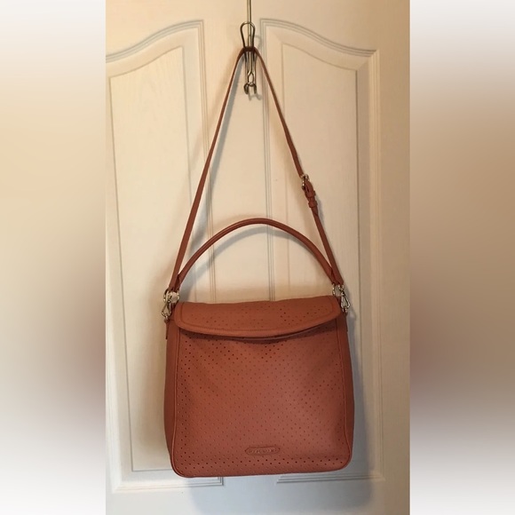 New Coral Peachy Orange Cole Haan Leather Magnolia Crossbody Hobo Bag - Picture 1 of 10